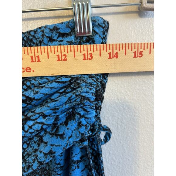 Y2K Fold Over Maxi Dress / Skirt Snakeskin boho stretch hippie Resort 90s Venus - Picture 11 of 12